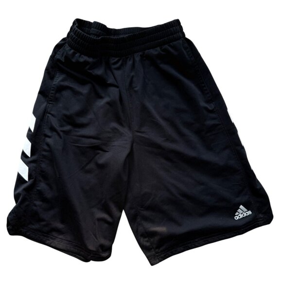 Adidas Youth XL 18/20 Black Athletic Shorts With White Stripes - Picture 2 of 16